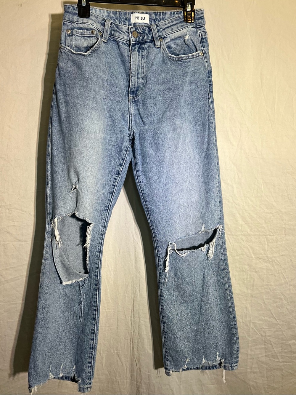 pistola Light Blue Straight Leg Distressed Jeans